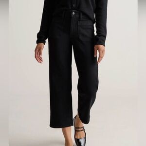 Quince Bella Stretch Patch Pocket Wide Leg Jeans - Black